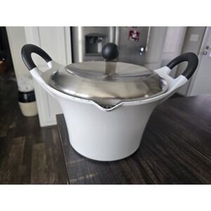 bergHOFF cookware 5qt Stock Pot With Strainer Lid White Heavy-duty